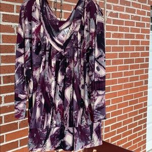 Marc Bouwer Tunic Vneck 3X purple and mauve tones